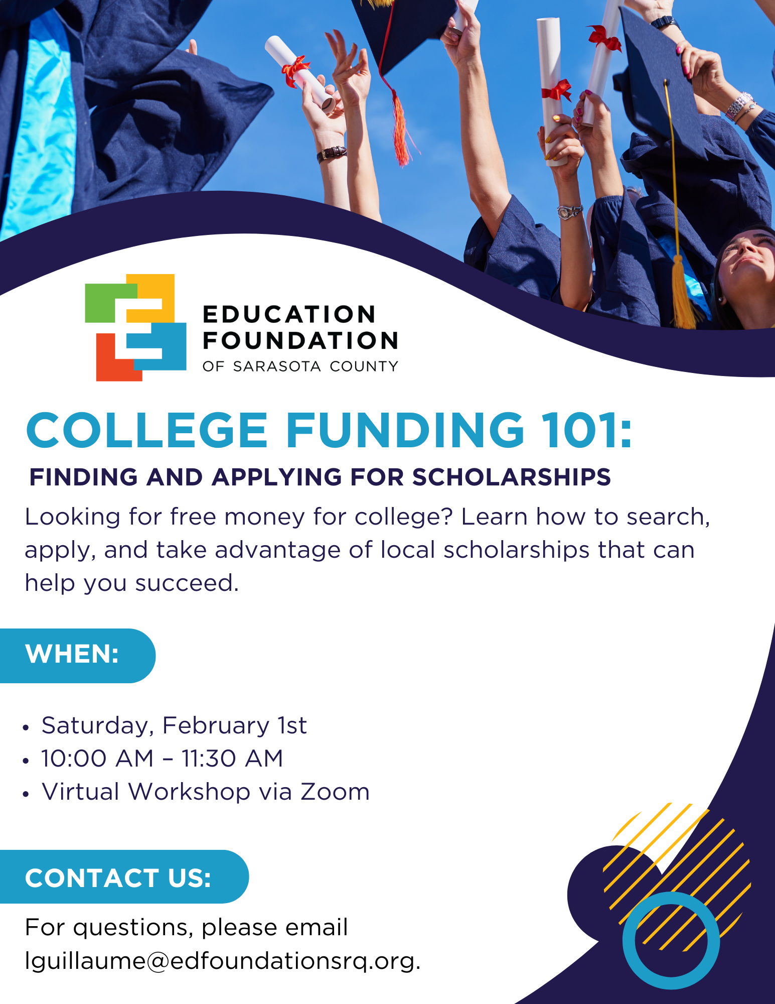 College Funding 101 workshop on Saturday, February 1, 2025
