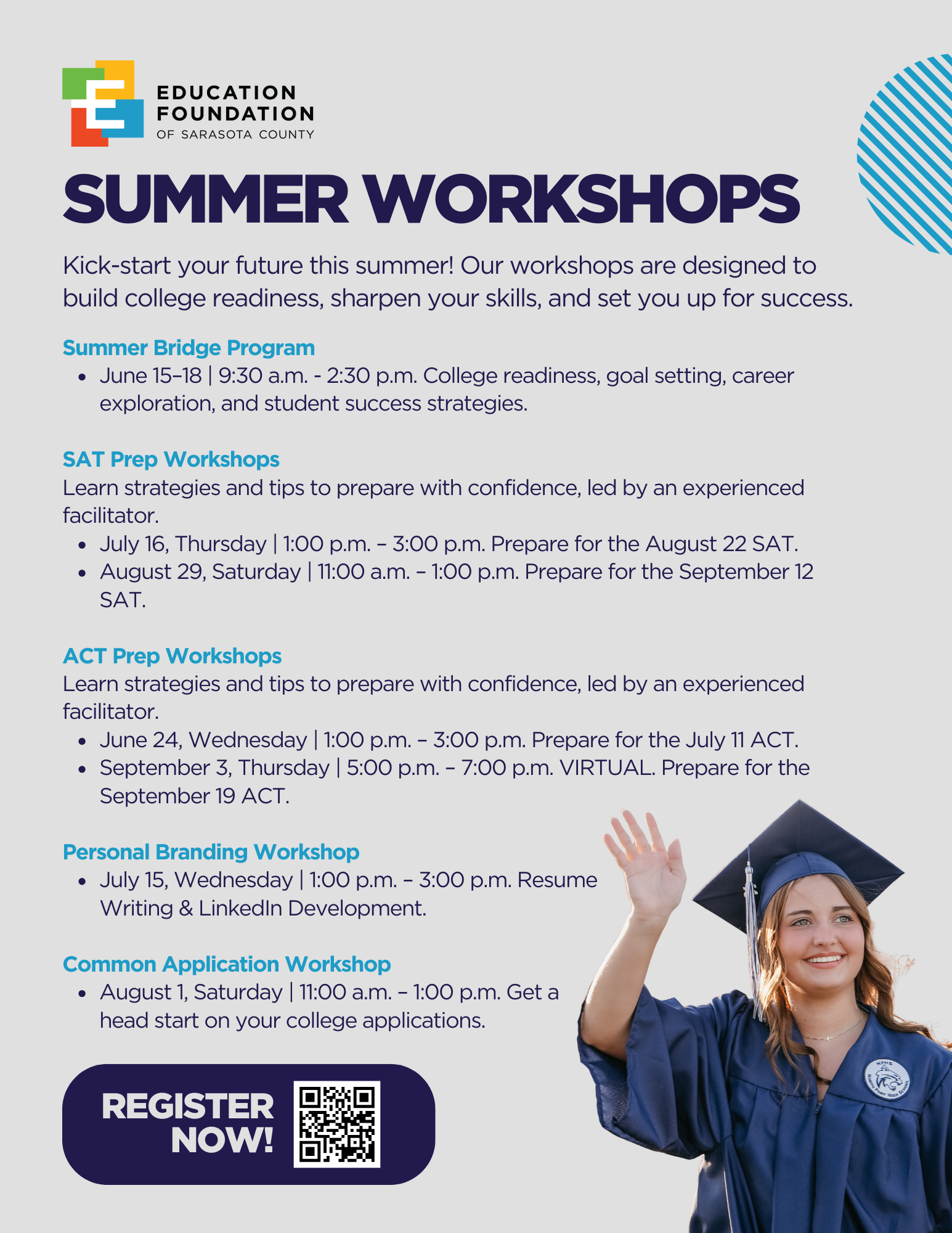 List of student workshops for summer 2026